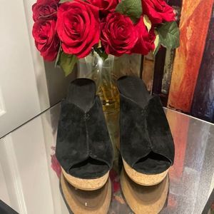 Ladies Black Suede UGG WEDGE SANDALS …